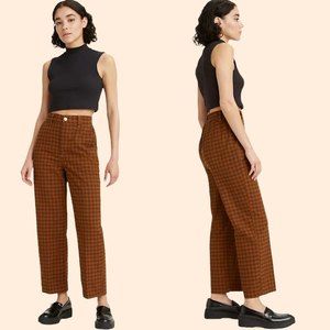 Levi's Premium Math Club Elastic Wide Leg Ankle Pants Smarter Miranda Plaid Sz S